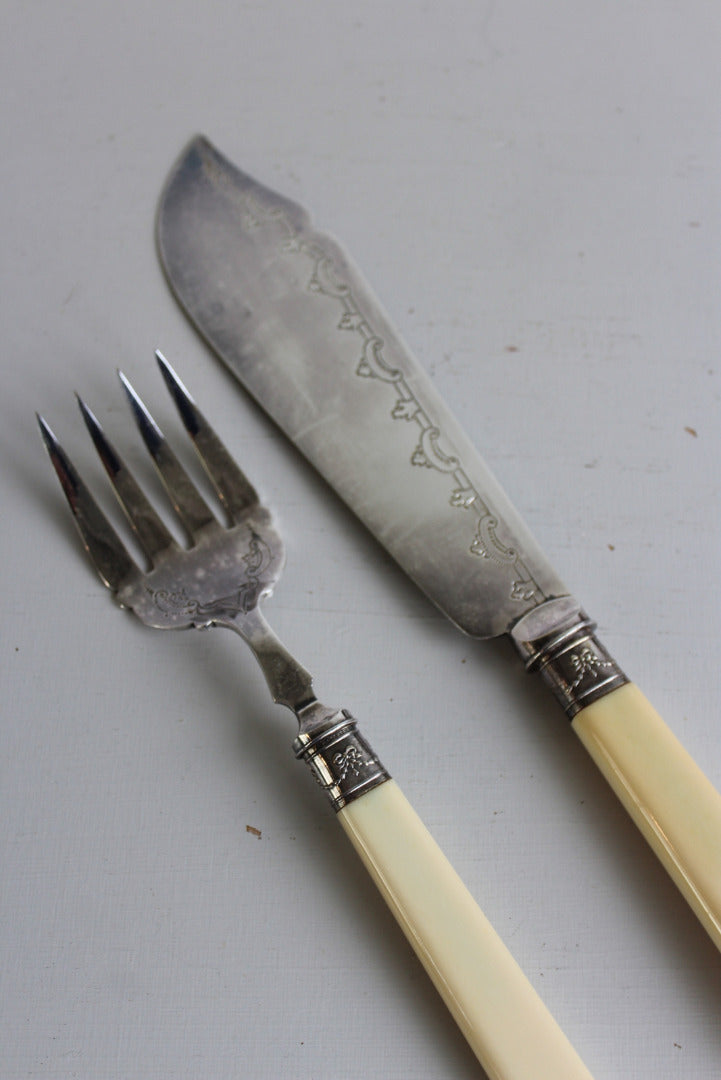 EPNS Fish Serving Knife & Fork - Kernow Furniture