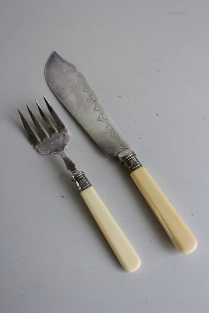 EPNS Fish Serving Knife & Fork - Kernow Furniture