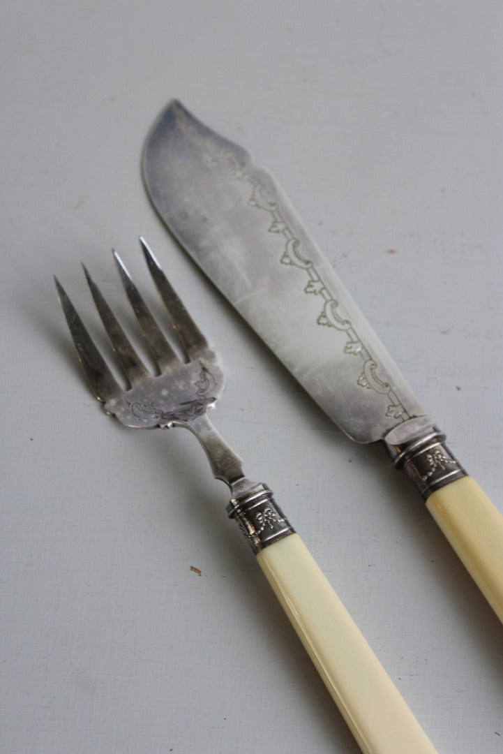 EPNS Fish Serving Knife & Fork - Kernow Furniture