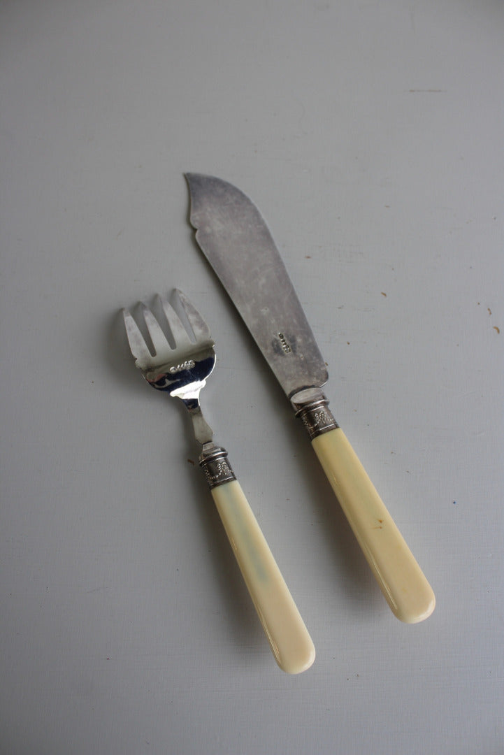 EPNS Fish Serving Knife & Fork - Kernow Furniture