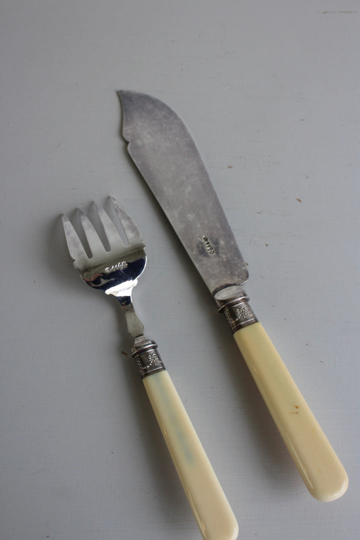 EPNS Fish Serving Knife & Fork - Kernow Furniture