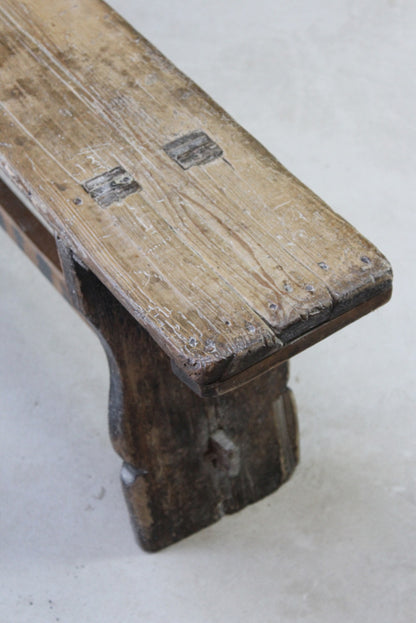 Antique Rustic Pine Bench - Kernow Furniture