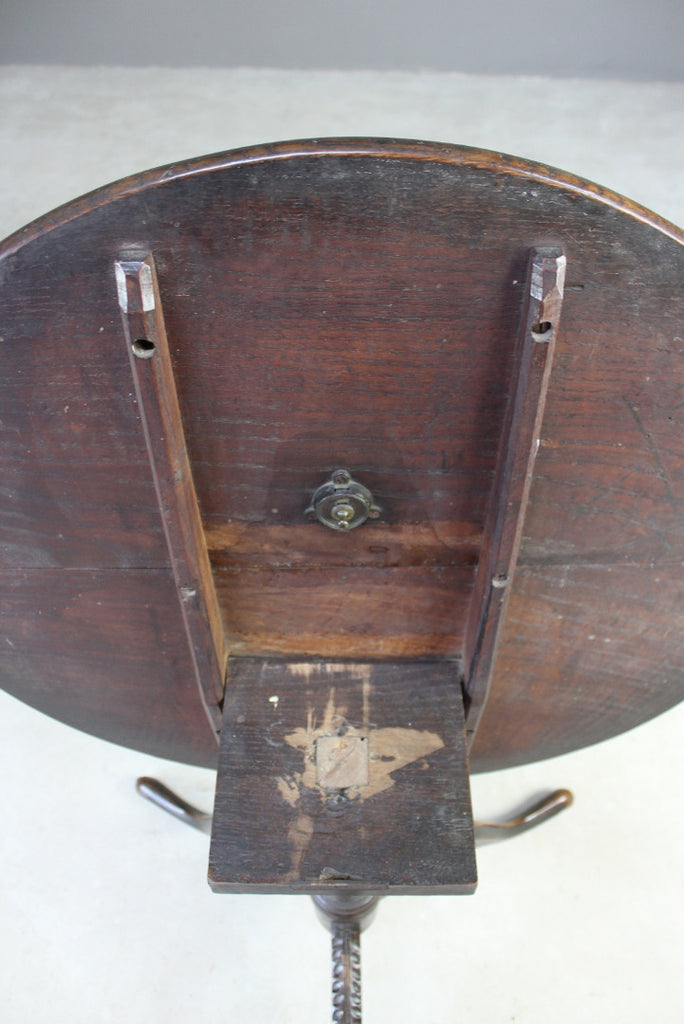 Antique Carved Georgian Oak Tilt Top Table - Kernow Furniture