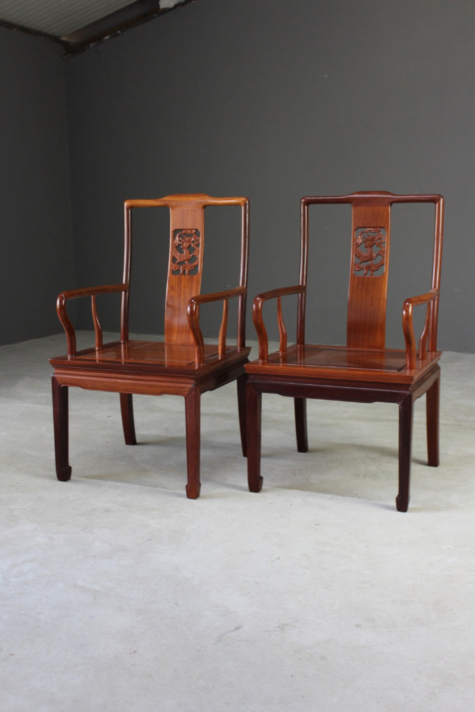 Pair Chinese Hardwood Chairs - Kernow Furniture