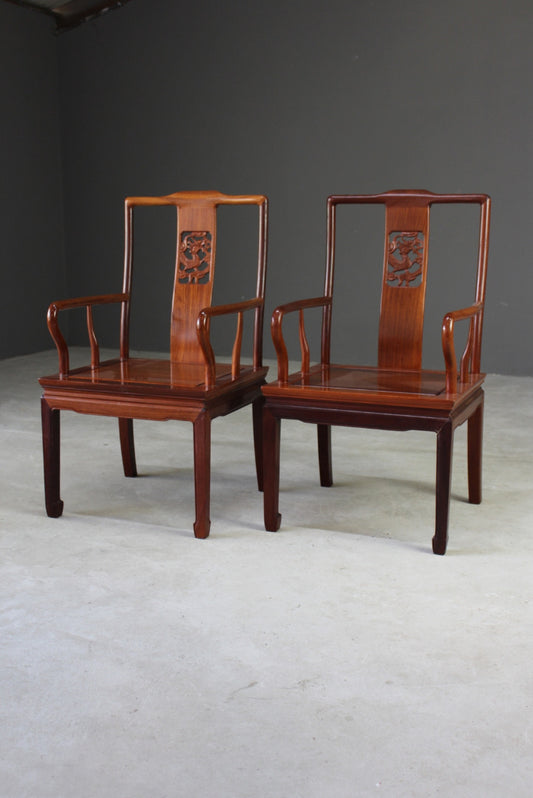 Pair Chinese Hardwood Chairs - Kernow Furniture
