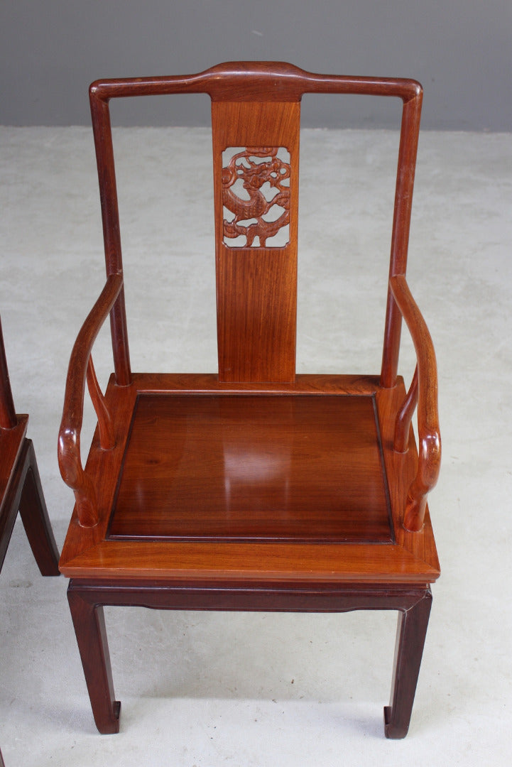 Pair Chinese Hardwood Chairs - Kernow Furniture