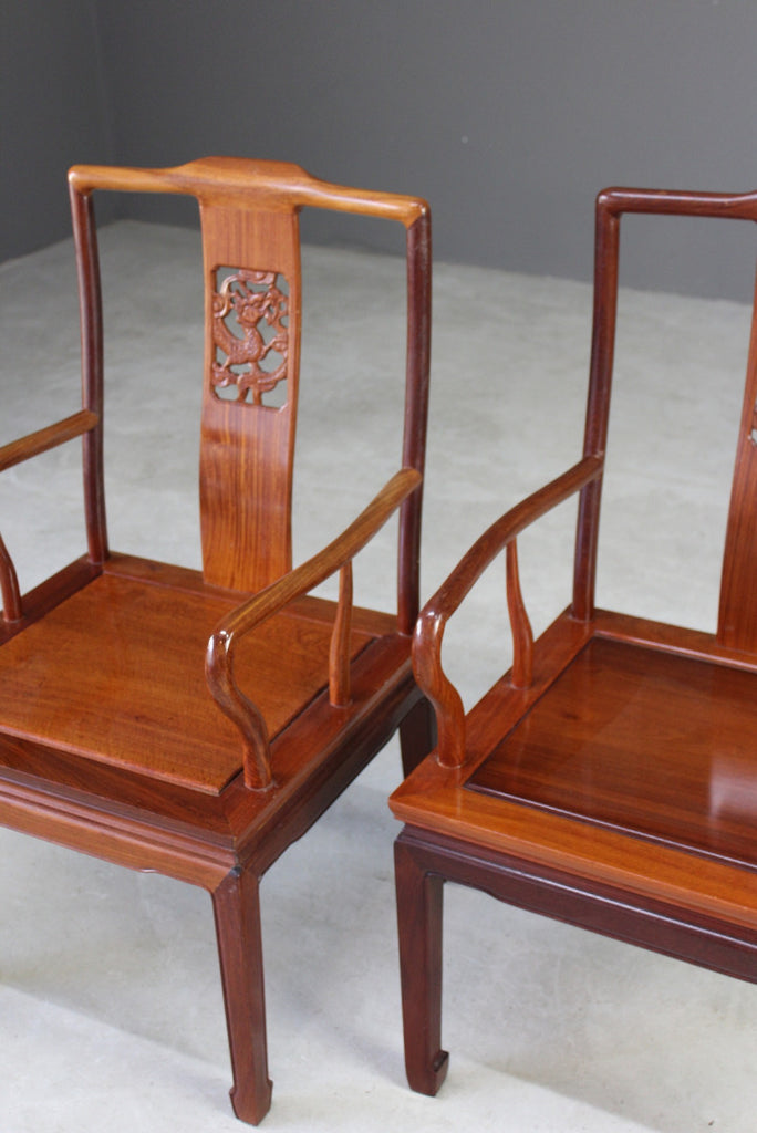 Pair Chinese Hardwood Chairs - Kernow Furniture