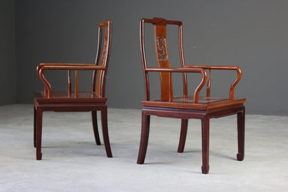 Pair Chinese Hardwood Chairs - Kernow Furniture