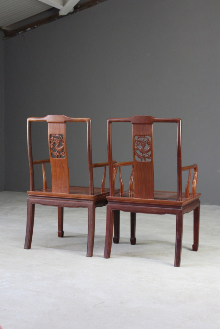 Pair Chinese Hardwood Chairs - Kernow Furniture