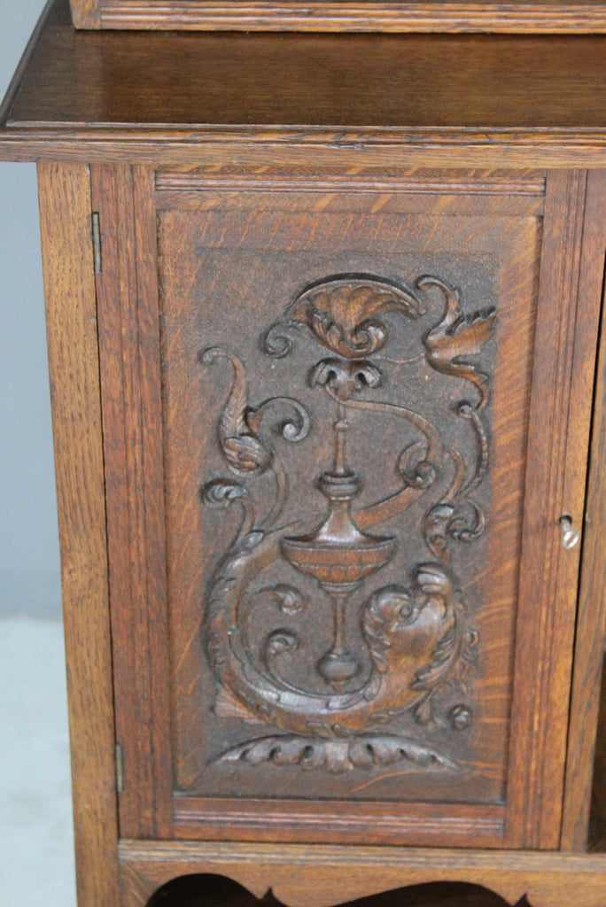 Antique Victorian Oak Side Cabinet - Kernow Furniture