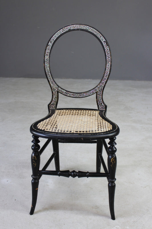 Victorian Mother Of Pearl Black Lacquer Bedroom Chair - Kernow Furniture