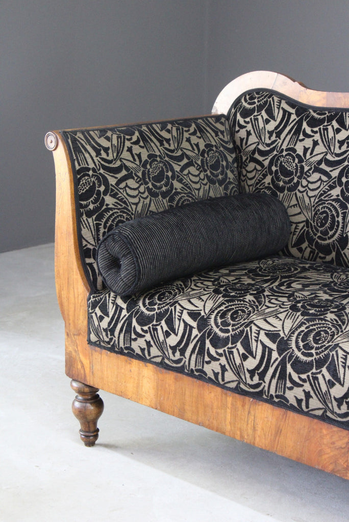 Upholstered Walnut Biedermeier Sofa - Kernow Furniture