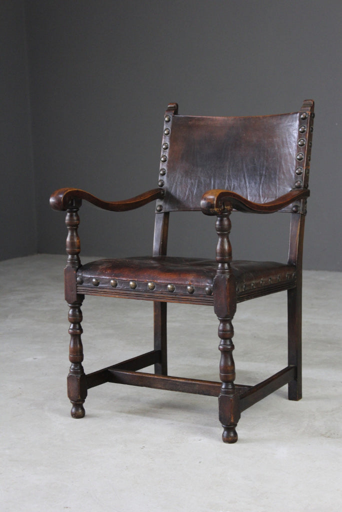 Single Oak & Leather Carver Chair - Kernow Furniture