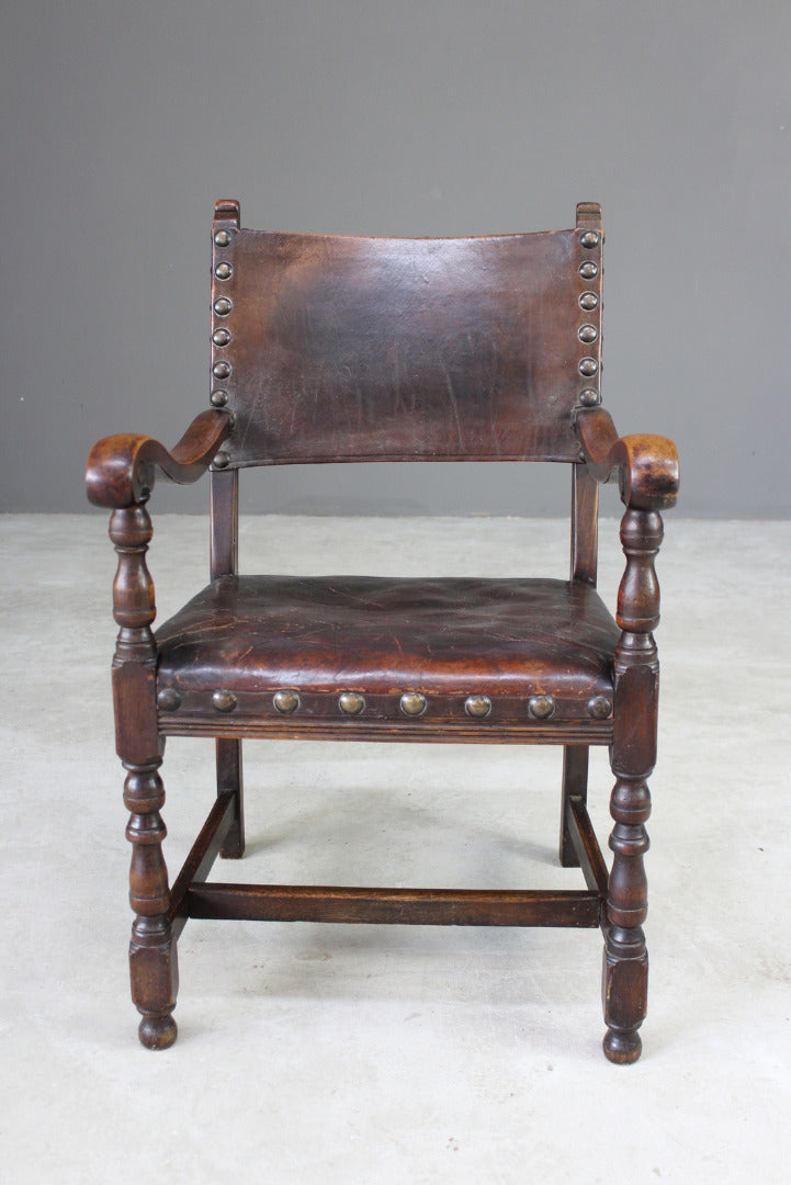 Single Oak & Leather Carver Chair - Kernow Furniture