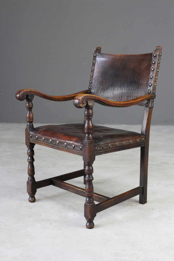 Single Oak & Leather Carver Chair - Kernow Furniture