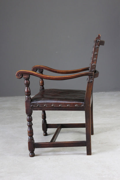 Single Oak & Leather Carver Chair - Kernow Furniture