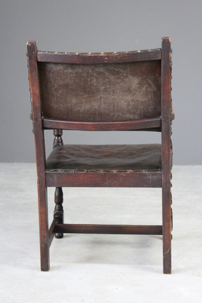 Single Oak & Leather Carver Chair - Kernow Furniture