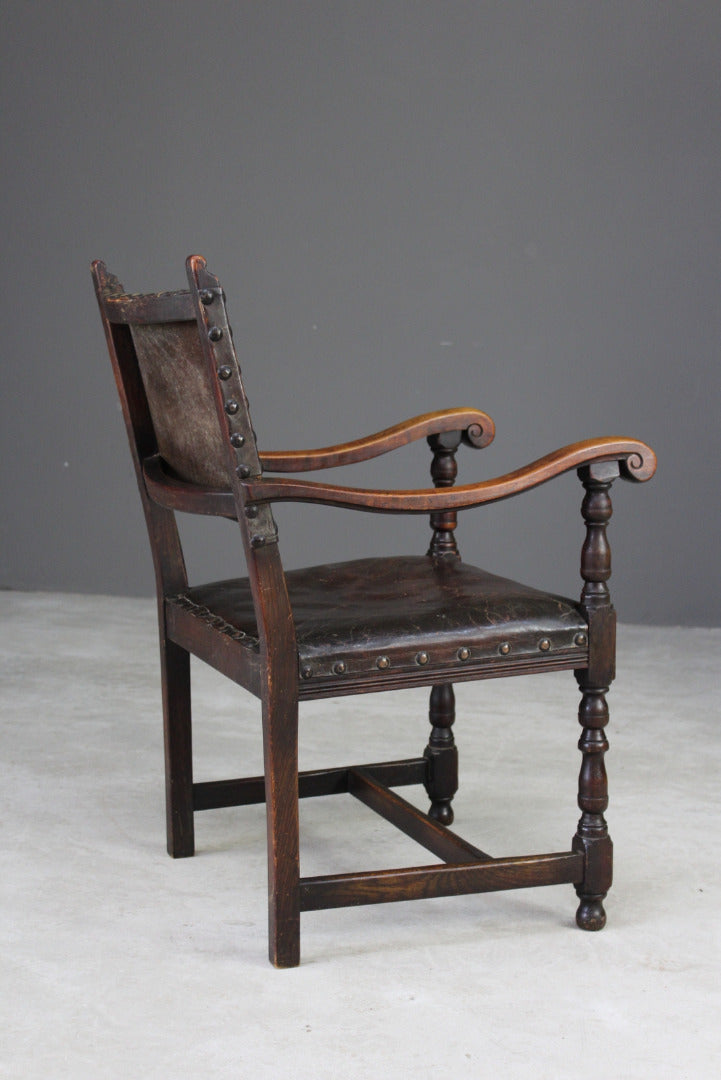 Single Oak & Leather Carver Chair - Kernow Furniture