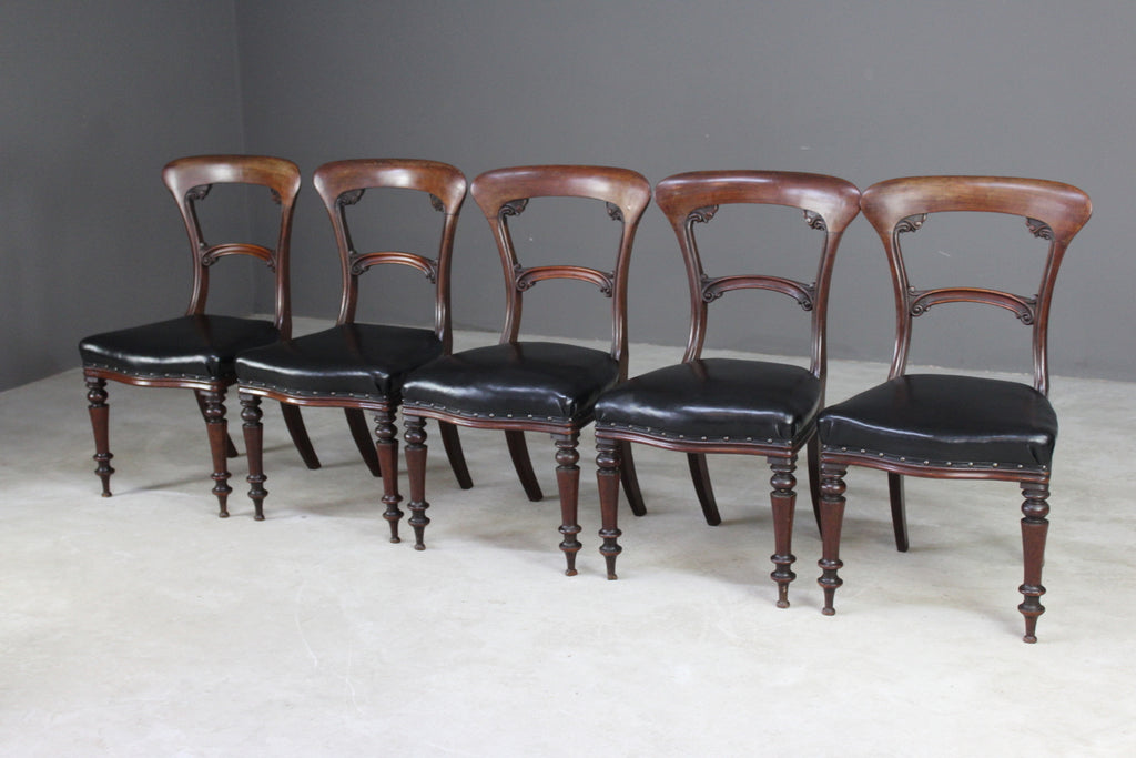 5 Victorian Mahogany Dining Chairs - Kernow Furniture