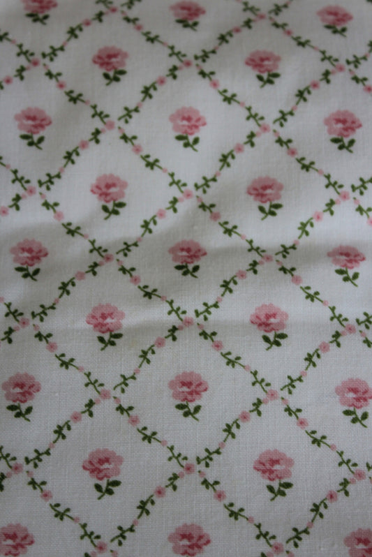 Pair Vintage Laura Ashley Floral Rose Trellis Curtains - Kernow Furniture