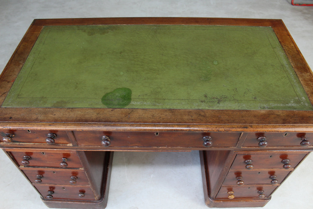 Antique Victorian Mahogany Twin Pedestal Desk - Kernow Furniture