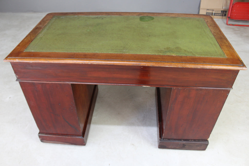Antique Victorian Mahogany Twin Pedestal Desk - Kernow Furniture