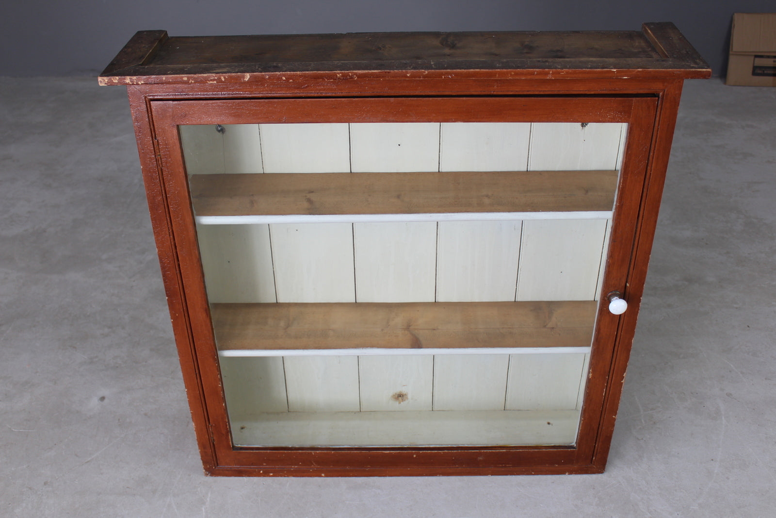 Antique Pine Glazed Wall Cupboard - Kernow Furniture