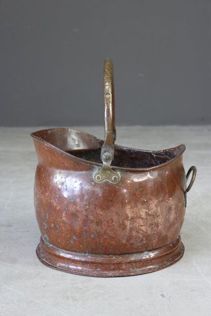 Vintage Copper Coal Scuttle - Kernow Furniture