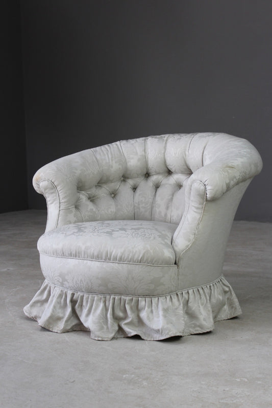 Antique Upholstered Tub Chair - Kernow Furniture