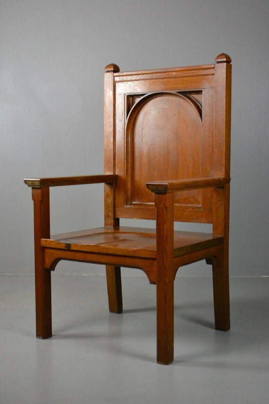 Large Solid Oak Gothic Style Chair - Kernow Furniture