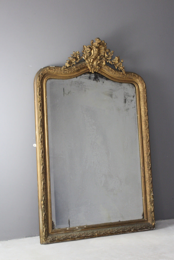 Large Antique Rococo Style Gilt Wood Mirror - Kernow Furniture