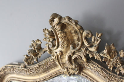 Large Antique Rococo Style Gilt Wood Mirror - Kernow Furniture