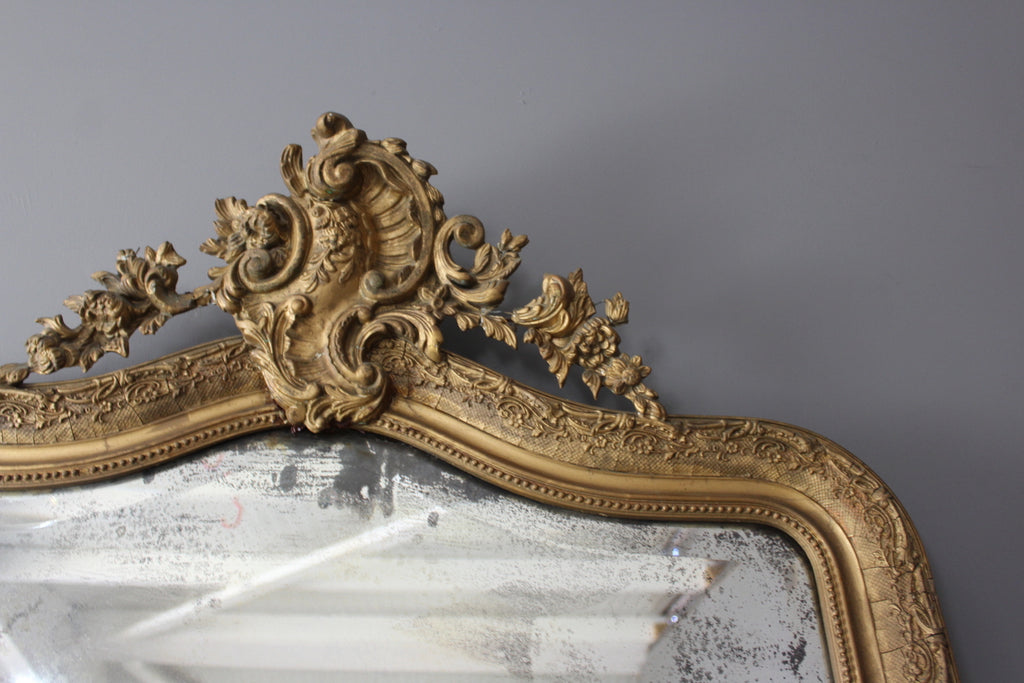 Large Antique Rococo Style Gilt Wood Mirror - Kernow Furniture