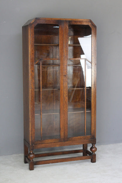 1940s Oak Glazed Bookcase - Kernow Furniture