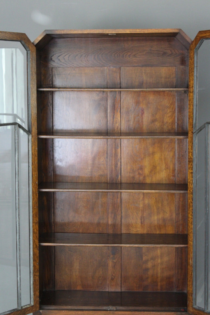 1940s Oak Glazed Bookcase - Kernow Furniture