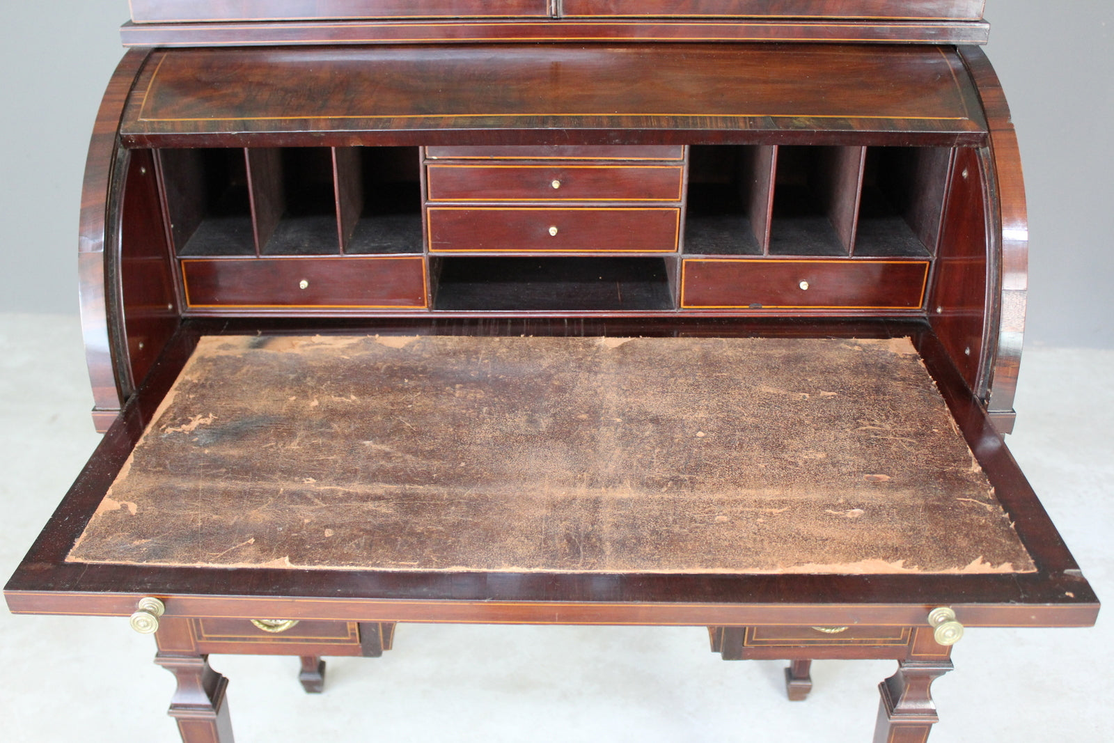 Antique Georgian Style Cylinder Bureau Cabinet - Kernow Furniture