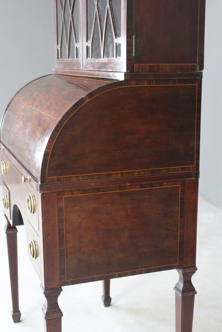 Antique Georgian Style Cylinder Bureau Cabinet - Kernow Furniture