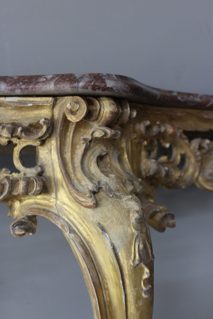 Antique Rococo Revival Giltwood Console Table - Kernow Furniture