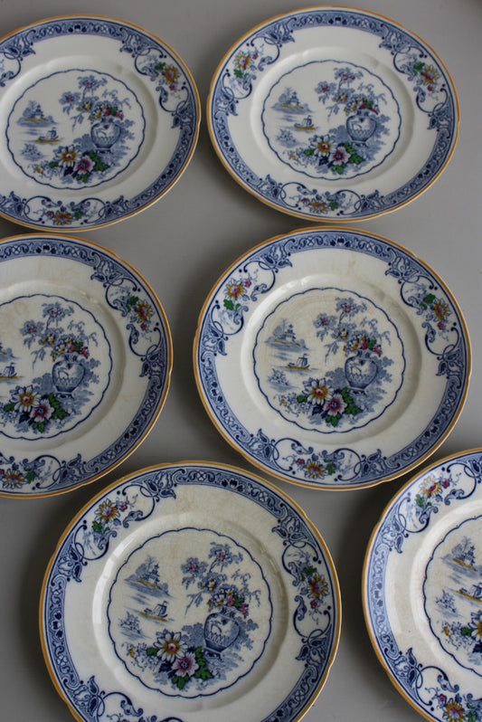 6 x Vintage Grindley Chelsea Ivory Dinner Plates - Kernow Furniture