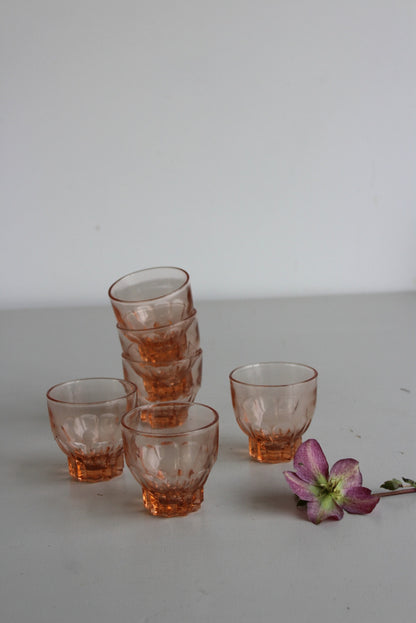 6 Vintage Peach Coloured Glasses - Kernow Furniture