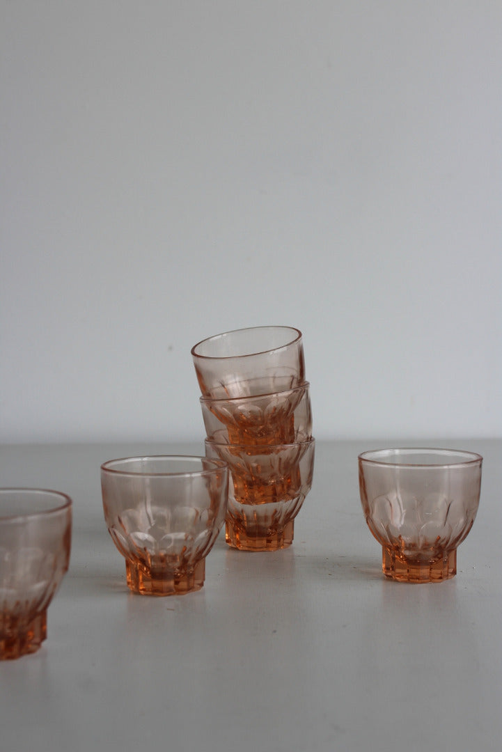 6 Vintage Peach Coloured Glasses - Kernow Furniture