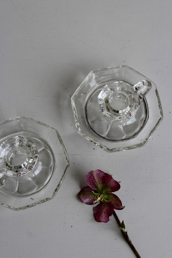 Pair Glass Candle Holder - Kernow Furniture