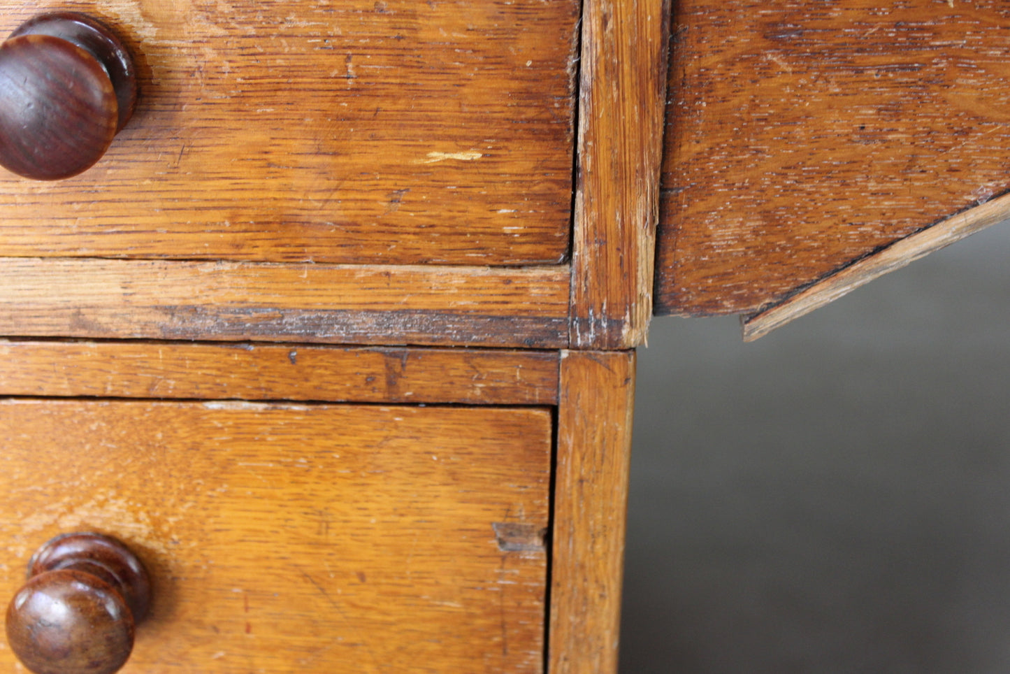 Large Antique Oak Partners Desk - Kernow Furniture