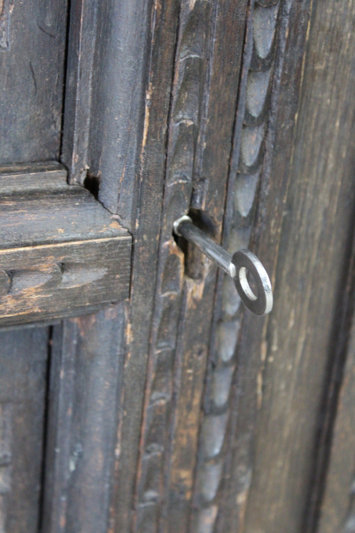 Antique Carved Oak Cupboard - Kernow Furniture