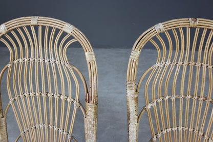 Pair Retro Cane Chairs - Kernow Furniture