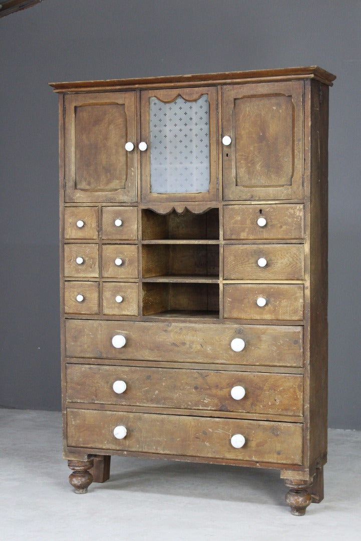 Small Antique Pine Kitchen Cupboard - Kernow Furniture