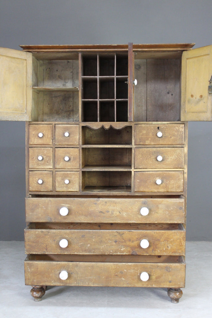 Small Antique Pine Kitchen Cupboard - Kernow Furniture