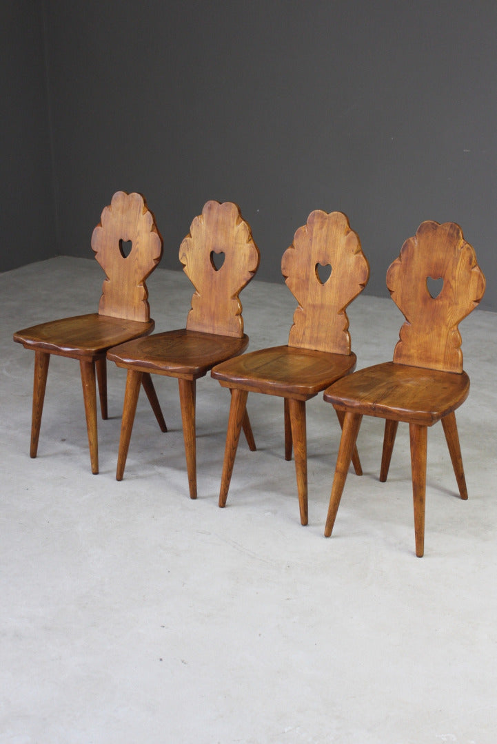 Set 4 Arts & Crafts Elm Kitchen Chairs - Kernow Furniture