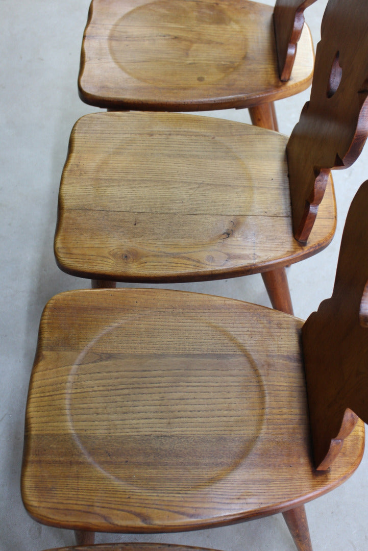 Set 4 Arts & Crafts Elm Kitchen Chairs - Kernow Furniture