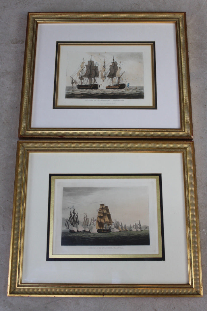 Pair Antique Framed Naval Prints - Kernow Furniture